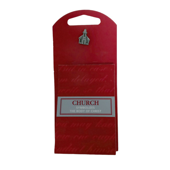 Vintage Christian Church Lapel Pin Pewter Tone Scripture Bookmark VTG - Picture 7 of 8